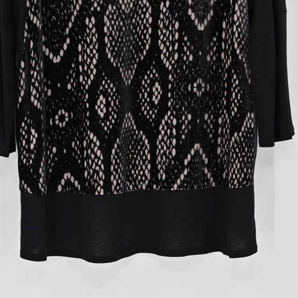 REBECCA TAYLOR Womens 100% Silk Velvet Snake Print Burnout Dolman Black Size 10 - Picture 7 of 9